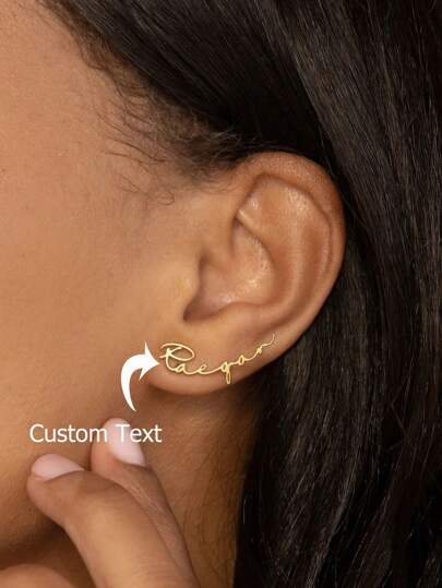 Custom Simple Name Earrings Handwritten Font Nameplate Earrings For Women Stainless Steel Piercing Jewelry High-Quality Daily Wear Accessories,School Supplies,Back To School,School Gift,For Office,For School,For Classroom,For Teacher Gifts,For University,For Colleague,For Dorm Rooms,For Teacher,For Boys And Girls,For Teenagers,Junior High School Students,Middle School Students,High School Senior High School Students,College Students,University Students,Freshman,Sophomore,Underclassmen,Black,Silver,Gold,Stylish,Colorful,Vintage,Simple,Unisex,Casual,Cuties,Custom,Personalized,Unique,Ideal Gifts For Him,Ideal Gifts For Her,Her,Boyfriend,Girlfriend,Dad,Mom,Family,Friends,For Anniversaries,For Birthdays,For Graduation,For Prom,For Party