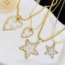 1 mặt dây chuyền ngọc trai hình trái tim ngôi sao chất lượng cao dành cho phụ nữ làm quà tặng trang sức - vòng cổ thời trang - Xem 9