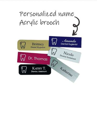 1 Stück personalisierte Namensbrosche, Namensschild für Zahnärzte, Zahnarztassistenten, Mitarbeiter im Gesundheitswesen, RDH, Kieferorthopäden, personalisierte Namensschilder, Geschenke für vertrauenswürdige Ärzte