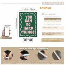 1pc, Canvas Hanging, Framed, Wall Arts, Posters, You Can Do Hard Things Art Print, Pink And Green Poster, Daily Reminder Affirmation Poster, Girly Bedroom Art, Dorm Decor, Home Office Decor, Room Decor