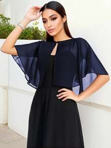 1 pezzo Scialle cardigan in chiffon morbido da donna per l'estate, perfetto come stola da sposa per cerimonie serali e come mantellina parasole per accessori fotografici da donna