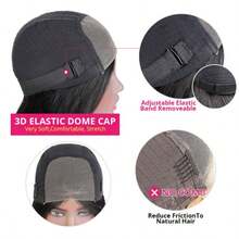 5x5 HD Lace Put On And Go Glueless Wig Human Hair Pre-Plucked, Pre-Cut Lace Glueless Wigs, No Glue Lace Front Closure Wig Straight, 220% Density, 28inch - Natural Black - 查看 7