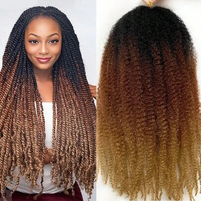 Marley Twist Braiding Hair 18 Inch Marley Twist Hair Long Cuban Twist Hair 1/3/8 Packs Ombre Blonde Afro Kinky Curly Twist Crochet Hair Synthetic Marley Hair Extensions