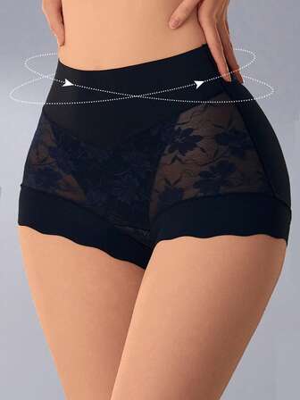 High Waist Shapewear Seamless Non-Roll Jacquard Lightweight Shaping Slimming Briefs