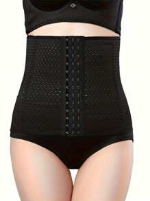1pc Women's Adjustable Buckle Waist Belt, Breathable Hollow Out Waist Trainer Cincher Shapewear Corset, 3 Rows Of Buttons