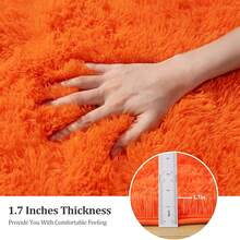 Area Rugs For Living Room, Large Fluffy Orange Rug For Bedroom, Soft Shag Shaggy Fuzzy Carpets For Boys And Girls Dorm Room Home Decor - Orange - View 6