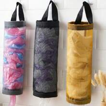 2025 Best Selling New Arrival 1pc Black/Grey Kitchen Trash Bag Holder Hanging Bag, Say Goodbye To Messy Kitchen, New Retractable Trash Bag Holder, Wall-Mounted Storage For Miscellaneous Items, Convenient Round Bag, Storage Pouch Behind The Door