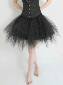 1pc European And American Style Colorful Tulle Skirt Petticoat, Asymmetrical Hem Sexy Skirt For Halloween Party