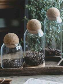 Glass Sealed Canister For Coffee Beans And Dried Fruits Kitchen Storage Jar With Cork Lid