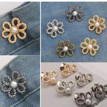 1 Piece Adjustable Pants Waist Size Flower Shape Pin, Fits Jeans, T-Shirts, Pants, No Sewing, Removable Button Pin Without Tools, 1 Piece Pants Waist Tightener, Flower Style Removable, Flower Jeans Button Pin, Instant Jeans Buttons For Loose Jeans, Pants Waist Clips Without Sewing, Adjustable Waist Button Extender Set - Adjustable Waist Buckle - View 10
