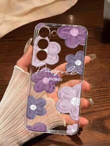 Flower Phone Case Purple A Simple Flower Anti-Drop And Non-Slip Transparent Mobile Phone Case Protective Cover Compatible With IPhone Redmi Galaxy A04e/12/A13/A14/A34/A50/A52/A53/A54/S21/S22/S23/S24/S25 /S25UltraGOOGLE 6A/7A/8A Waterproof Shockproof Scratch Resistant - Clear - View 1