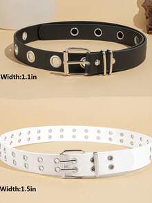 2pcs Versatile Leather Belt With Iron Buckle For Teens, Unisex - Multicolor - View 5