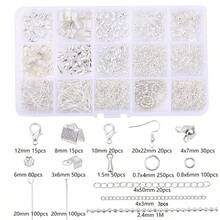 853pcs/Box 15 Grids Storage Box DIY Jewelry Making Kit, Including Lobster Clasps, Jump Rings, Ear Hooks, Flower Separation Bead, Extension Chains, Water Droplet Pendants And Other Multi-Purpose Accessories,No Electricity Needed, For Adults And Beginners - Accessory Kit - View 9
