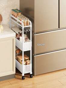 1pc Movable Small Rolling Cart, Narrow Gaps Storage Practical Rack, Multi-Layer Storage Shelves, With 360° Swivel Casters, Suitable For Kitchen/Bathroom/Bedroom/Beside Fridge Storage Rack ,Jewellery Box,Pouch,Makeup Brush Holder,Brush Holder,Perfume Organiser,Pouch Bag