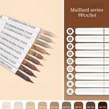 علامات طلاء أكريليك، مجموعة 9 قطع من أقلام الطلاء الأكريليك ذات فرشاة ناعمة ، مع 14 لون احترافي للرسم على الصخور والسيراميك والخشب والقماش والزجاج والحجر والقماش وصناعة البطاقات والأدوات الفنية الرجوع إلى المدرسة