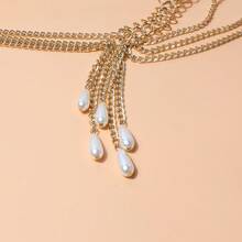 1pc Pearl Tassel Pendant Multi-Layer Alloy Waist Chain Belt For Women, Fashionable Summer European Style High-End Chic Waist Decor - Yellow Gold - View 5