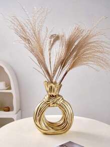 Modern And Simple Round Circle Knot Shaped Resin Flower Vase, Home Tabletop Decoration Vase For Flowers And Plants Cultivation, Suitable For Home, Hotel, Restaurant Tabletop And Entrance Decoration And Hydroponics, Can Be Used All Year Round. Home Decor Room Decor Glass Vase