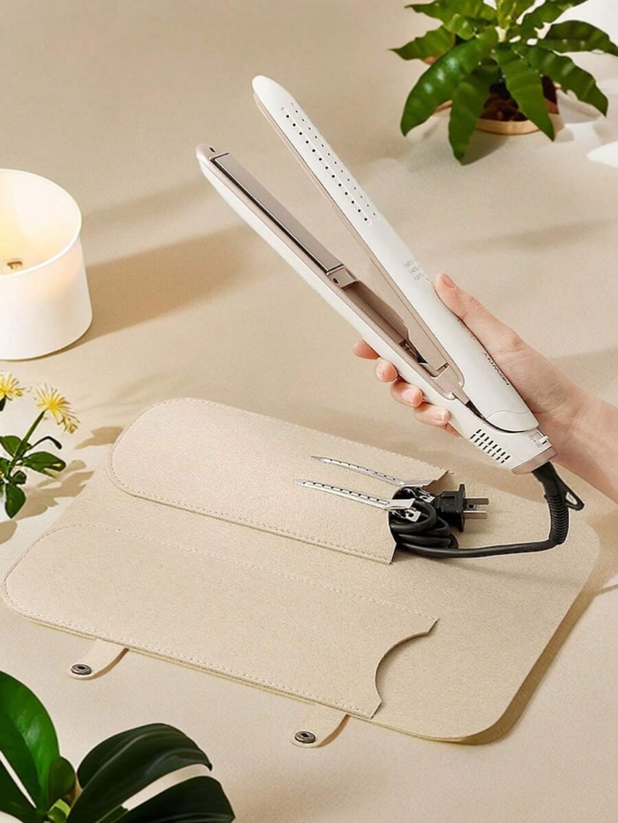 1pc Portable Curling Iron Storage Bag, Travel Organizer Pouch For Heat Styling Tools, Suitable For Storing Straighteners And Other Hair Styling Devices - Multicolor - View 1
