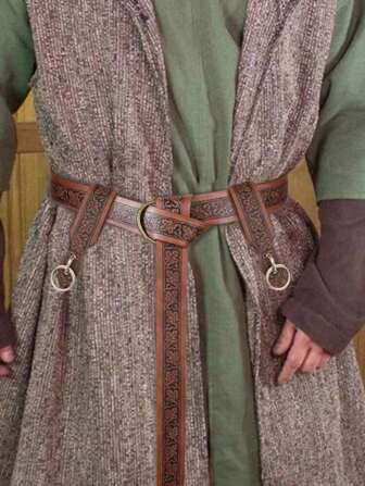 Cinturón de anillo de caballero celta medieval hecho a mano, accesorio de utilería para cosplay, atuendo urbano clásico de otoño/invierno, regalo diario de moda para hombres y novios