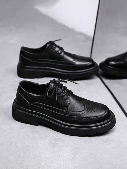 男士 2025 年新款牛津正装鞋，布洛克风格，商务/休闲装，舒适增高鞋，适合所有季节