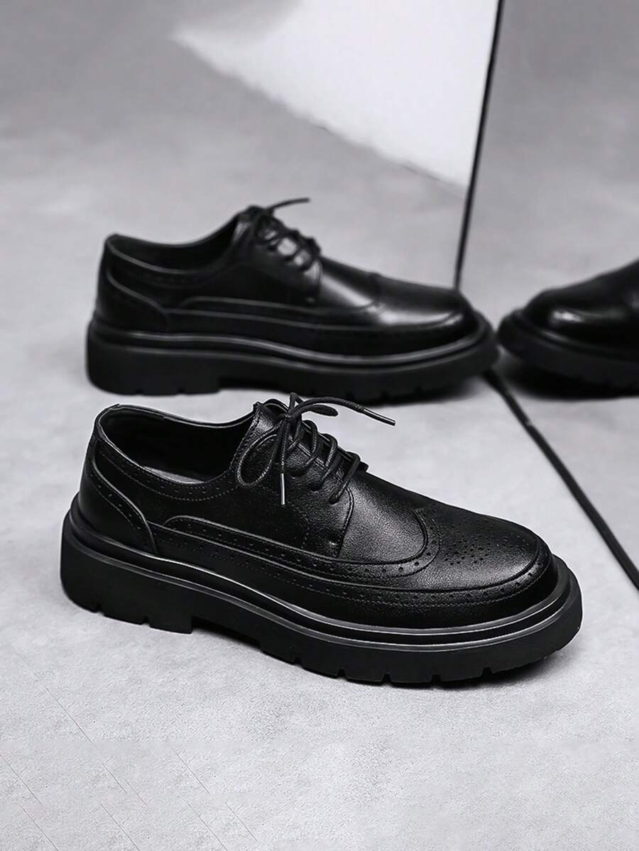 Men's 2025 New Oxford Dress Shoes, Brogue Style, Business/Casual Wear, Comfortable Elevator Shoes, Suitable For All Seasons