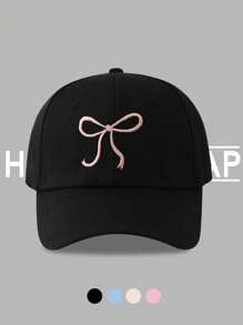 1 pièce Style Kpop Y2K Blokeffe-Blokcore +Coqette Casquette de baseball à nœud brodé, casquette de papa réglable, style mignon et doux, multi-usages, casquette à visière pour ombre, casquette de baseball portée de cowboy et de sport, broderie de l'alphabet vintage, protection solaire extérieure, mode papa, casquette de camionneur pour femmes et filles