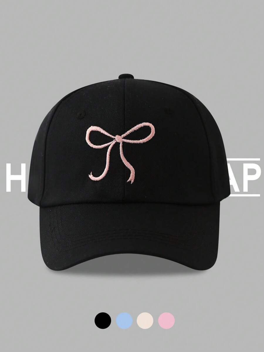 1 pièce Style Kpop Y2K Blokeffe-Blokcore +Coqette Casquette de baseball à nœud brodé, casquette de papa réglable, style mignon et doux, multi-usages, casquette à visière pour ombre, casquette de baseball portée de cowboy et de sport, broderie de l'alphabet vintage, protection solaire extérieure, mode papa, casquette de camionneur pour femmes et filles
