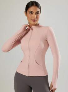 VUTRU VUTRU 1 Stück Damen Jacke mit Reißverschluss vorne, Taschen, Langarm, mit Daumenöffnungen, für Yoga, Alltag, Lässig, Fitness