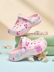 Kids Solid Color Slip On Sandals, Waterproof Non-Slip EVA Casual Fashion, Soft Thick-Soled Beach Shoes Breathable Slides