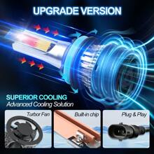2pcs New Upgraded LED 9005/HB3 9006/HB4 H1 H4 H7 H11 H13 9007 9004 9012 50000LM 180W High Low Beam Car Bulbs 6000K Cooling White Easy To Install 3570 CPS Chip 800% High Brightness