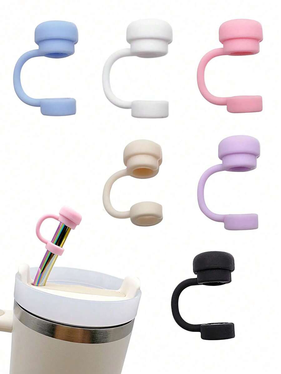 4pcs/2pcs Straw Covers Cap Reusable Silicone Straw Toppers Compatible With Stanley Cup Spill Leak Stopper Splash Dust Proof Straws Cover(Random Color)