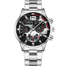 Set de 5 relojes de pulsera de acero con correa para hombre, relojes de cuarzo con indicador luminoso para deporte