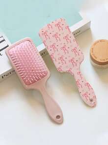 1 pieza Cepillo de pelo con cojín de aire con estampado de mariposa y flor, peine ancho de dientes para masaje y alisado del cabello, lindo accesorio y herramienta de peinado para mujeres/estudiantes - Multicolor - Ver 4