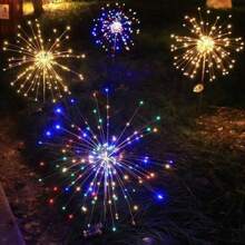 1PC Solar Powered Fireworks Lights, 8 Adjustable Lighting Modes,LED Fireworks Solar Outdoor Lawn Light Daily Waterproof And Energy-Saving, Suitable For Courtyard, Camping, Park, Festival And Party Decoration (90 Lights / 120 Lights / 200 Lights)