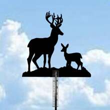 5ml Capacity Black Double Deer Silhouette Rain Gauge, Waterproof Outdoor Garden Lawn Rainfall Meter, Creative Yard Courtyard Decor Weather Station Gardening Tool