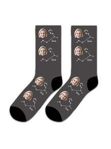 1 paire 2025 Nouvelles chaussettes personnalisées avec 12 constellations, chaussettes personnalisées avec carte des 12 constellations, chaussettes personnalisées à col rond amusantes (avec photos) comme cadeau pour femmes, cadeau pour hommes pour la Saint-Valentin, anniversaire, pour l'être aimé, chaussettes fantaisie pour hommes, chaussettes fantaisie pour femmes, chaussettes personnalisées pour la famille