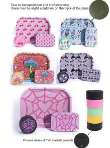 3 Pieces Set, Entry-Level Set With Multiple Prints - Including Metal Rolling Tray, Grinder, And Iron Box, Stylish Design, Perfect Gift For Halloween And Christmas!