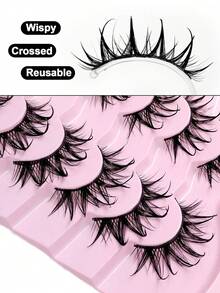 Sibeuna 7 Pairs New Wet Look Cartoon False Eyelashes, Natural Lightweight Crossed Lashes For Demon Anime Character Cosplay, Dramatic Eyelash Extension Makeup Tools - Spiky Manga Lashes - View 2