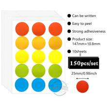 10pcs/Pack New Polka Dot Sticker Set, Colorful Dot Labels, 8 Mixed Sizes Dot Stickers Suitable For Office File Organizing, Kids DIY Crafts, Planner/Phone Case/Notebook Decoration,School Supplies,Back To School