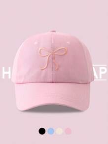 1 pièce Style Kpop Y2K Blokeffe-Blokcore +Coqette Casquette de baseball à nœud brodé, casquette de papa réglable, style mignon et doux, multi-usages, casquette à visière pour ombre, casquette de baseball portée de cowboy et de sport, broderie de l'alphabet vintage, protection solaire extérieure, mode papa, casquette de camionneur pour femmes et filles