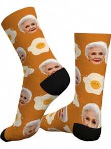 1 paire de chaussettes personnalisées 2025 nouvelle version, chaussettes intéressantes de type œuf poché, chaussettes personnalisées d'œuf au plat, chaussettes personnalisées avec motifs visages, cadeaux amusants et uniques pour les femmes et les hommes, chaussettes fantaisie pour la famille