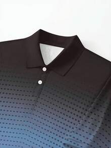 Polo de manga corta con rayas de gradiente de negro y azul, prenda casual y de actividades al aire libre para el verano
