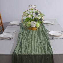 1 pieza Cheesecloth (gasa) de mesa de color crema, Cheesecloth (gasa) bohemio de granja brillante de 120 pulgadas (304,8 cm), Cheesecloth (gasa) con lentejuelas brillantes, Adecuado para bodas, fiestas, bautizos, cumpleaños y decoración del hogar