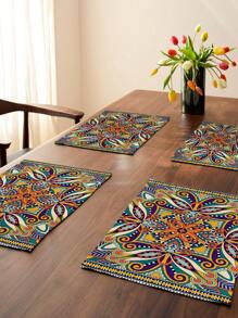 6/4pcs Kitchen And Table Cloths, Bohemian Geometric Pattern Table Mats For Dining Room, Kitchen, Dining Table