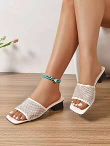 Elegant Fashionable Solid Color Casual Slippers, Comfortable For Summer - White - View 1