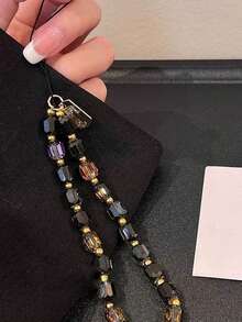 1 pièce Sangle mode en perles de verre, bracelet court pour les clés, le téléphone, les accessoires pendentifs d'appareils photo