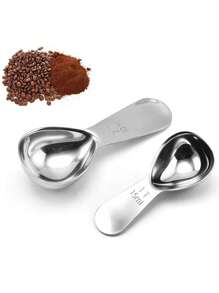 1/2pcs Stainless Steel Coffee Spoons Coffee Measuring Scoop With Graduated Measuring Spoon 15ml/30ml Beans Tea Sugar Barista Tools,School Supplies