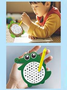 1 件儿童卡通磁性钢球画板钥匙扣、烦躁玩具、海豚/鳄鱼图案、创意、有趣、益智玩具、节日礼物 - 磁吸畫板 - 查看 10