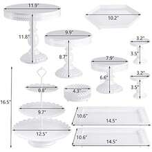 Hedume 10-Set Cake Stands Metal Cupcake Stand Set With Multiple Combination Styles Dert Plate Cake Serving Tray Candy Fruit Display Tower For Wedding Birthday Party Anniversary Baby Shower - White1 - View 4