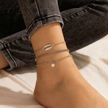 1-4pcs Simple Golden Decor Anklet Suitable For Daily Wear And Beach Vacation For Summer Vacation Travel Beach Party,Gold Jewelry